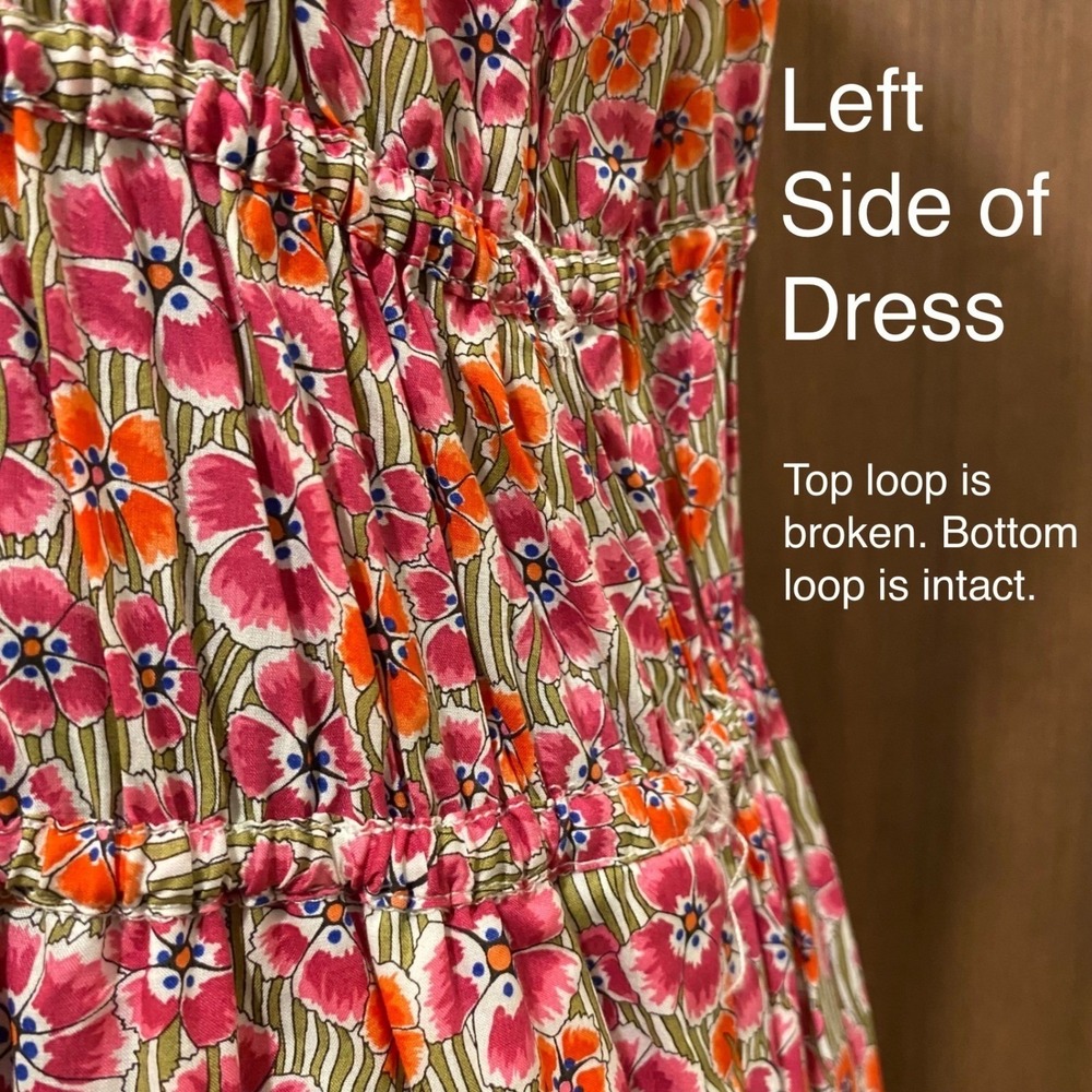 J. CREW Pink Floral Tie-Waist Halter Midi Dress L Liberty Ellie Organic Cotton - Picture 9 of 16